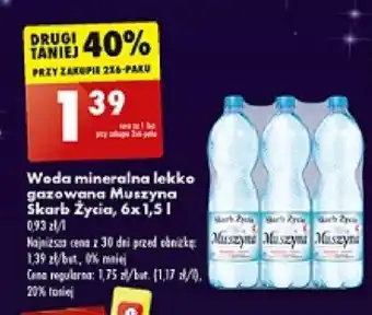 Biedronka Woda mineralna lekko gazowana Muszyna Skarb Życia, 6 x 1,5 l oferta