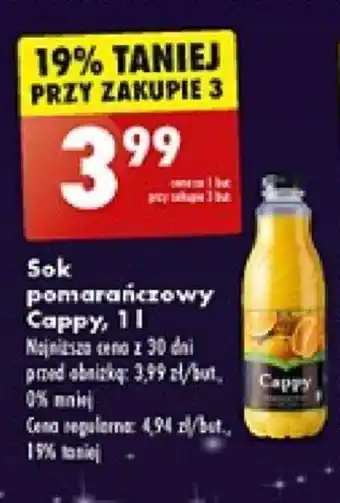 Biedronka Sok pomarańczowy Cappy, 1 l oferta