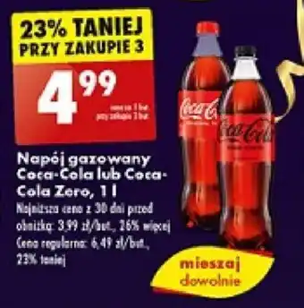 Biedronka Napój gazowany Coca-Cola lub Coca-Cola Zero, 1 l oferta