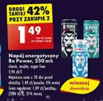 Biedronka Napój energetyczny Be Power, 250 ml oferta
