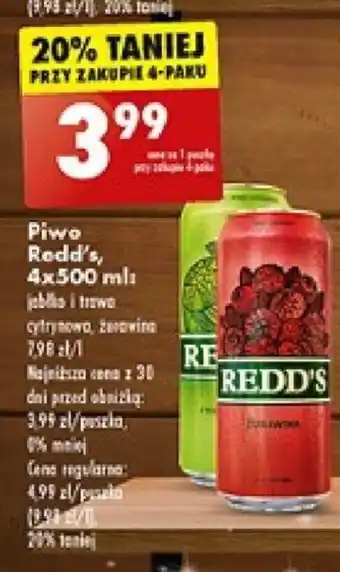 Biedronka Piwo Redd's, 4 x 500 ml oferta