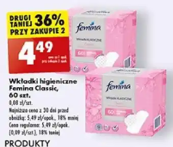 Biedronka Wkładki higieniczne Femina Classic, 60 szt. oferta