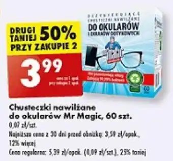 Biedronka Chusteczki nawilżane do okularów Mr Magic, 60 szt. oferta