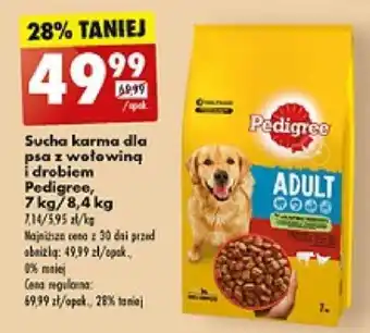 Biedronka Sucha karma dla psa z wołowing i drobiem Pedigree, 7 kg/8,4 kg oferta