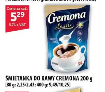 Eurocash Cash & Carry ŚMIETANKA DO KAWY CREMONA 200 g oferta