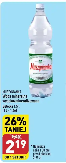 ALDI MUSZYNIANKA Woda mineralna wysokozmineralizowana Butelka 1,5 l oferta