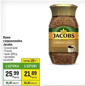 Makro Jacobs cronat gold kawa rozpuszczalna 200 g oferta