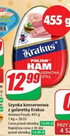 Dino Krakus szynka konserwowa z galaretką 455 g oferta