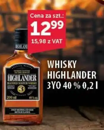 Eurocash Cash & Carry WHISKY HIGHLANDER 3Y0 40% 0,2 L oferta