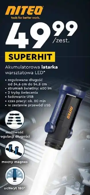 Biedronka NITED Akumulatorowa latarka warsztatowa LED oferta
