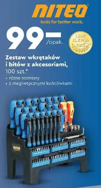 Biedronka NITED Zestaw wkrętaków i bitów z akcesoriami, 100 szt. oferta