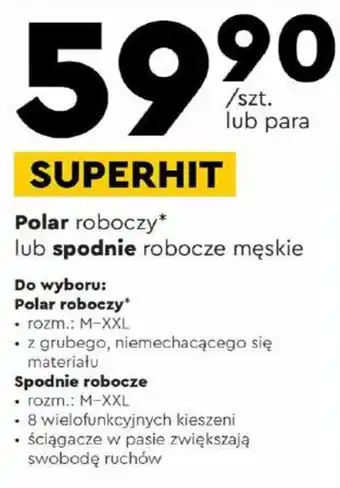 Biedronka Polar roboczy lub spodnie robocze męskie oferta