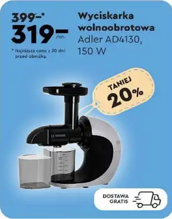 Biedronka Wyciskarka wolnoobrotowa Adler AD4130, 150 W oferta