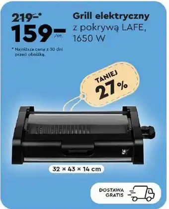 Biedronka Grill elektryczny z pokrywą LAFE, 1650 W oferta
