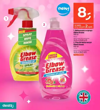 Dealz Odtłuszczacz w sprayu Elblow Grease 500 ml / Płyn do mycia naczyń Elbow Grease 600 ml oferta