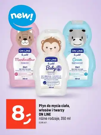 Płyn do mycia ciała, włosów i twarzy ON LINE 350 ml