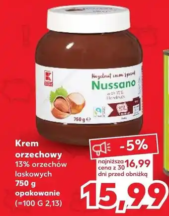Kaufland Krem orzechowy 13% orzechów laskowych 750 g oferta