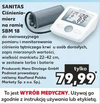 SANITAS Ciśnieniomierz na ramię SBM 18