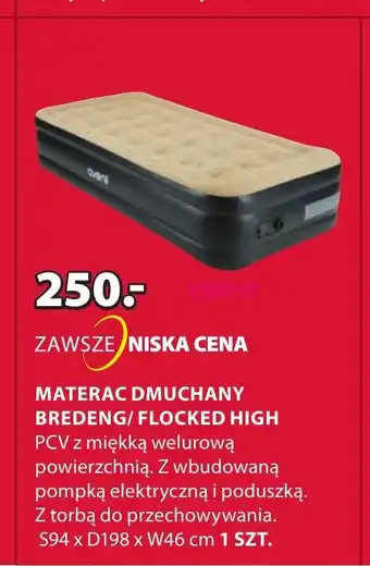JYSK MATERAC DMUCHANY BREDENG/FLOCKED HIGH 94 x 198 x 46cm oferta
