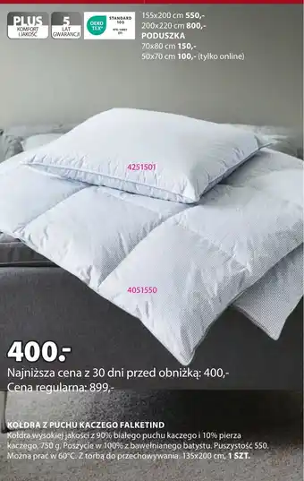 JYSK KOŁDRA Z PUCHU KACZEGO FALKETIND 135 x 200cm oferta