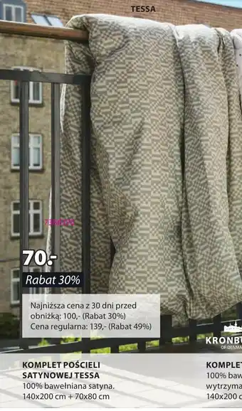 JYSK KOMPLET POŚCIELI SATYNOWEJ TESSA 140 x 200cm oferta