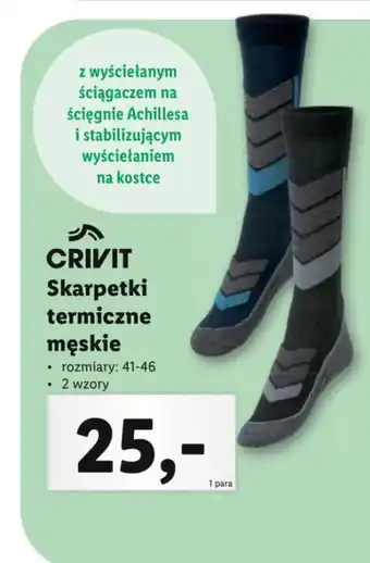 Lidl CRIVIT Skarpetki termiczne męskie rozmiary: 41-46 oferta