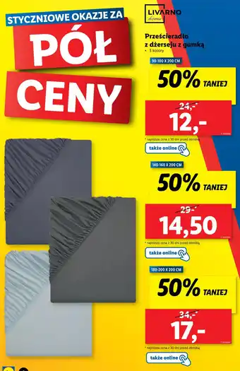 Lidl LIVARNO Prześcieradło z dżerseju z gumką 90-100x200cm oferta