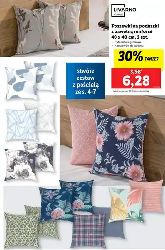 Lidl LIVARNO Poszewki na poduszki z bawełną renforcé 40x40cm 2szt. oferta
