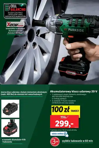 Lidl PARKSIDE Akumulatorowy klucz udarowy 20V oferta