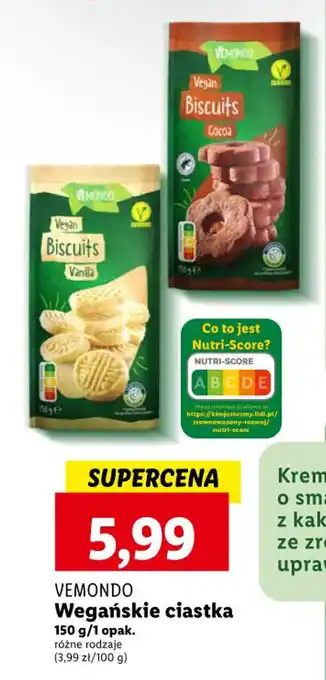 Lidl VEMONDO Wegańskie ciastka 150g oferta