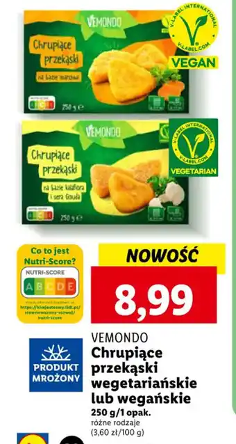 Lidl VEMONDO Chrupiące przekąski wegetariańskie lub wegańskie 250g oferta