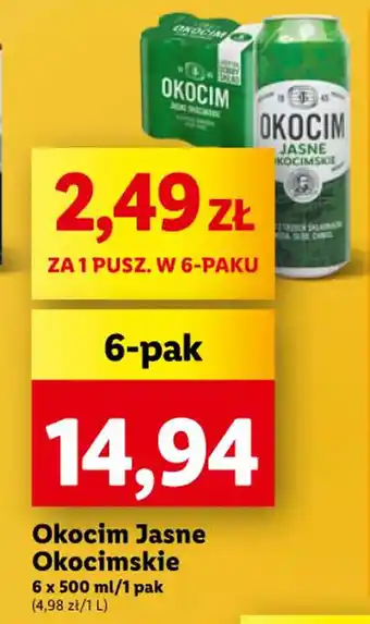 Lidl Okocim Jasne Okocimskie 6 x 500 ml oferta