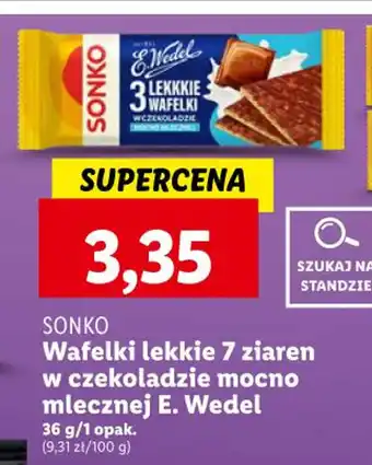 Lidl SONKO Wafelki lekkie 7 ziaren w czekoladzie mocno mlecznej E. Wedel 36g oferta