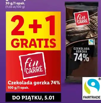 Lidl fin CARRE Czekolada gorzka 74% oferta
