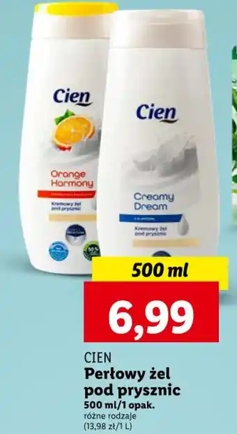 Lidl CIEN Perłowy żel pod prysznic 500ml oferta