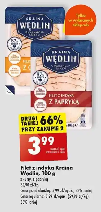 Biedronka Filet z indyka Kraina Wędlin, 100 g oferta
