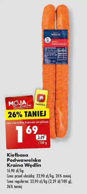 Biedronka Kiełbasa Podwawelska Kraina Wędlin 100 g oferta