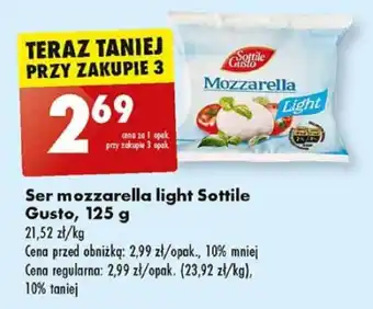 Biedronka Ser mozzarella light Sottile Gusto, 125 g oferta