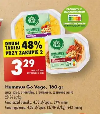 Biedronka Hummus Go Vege, 160 g oferta