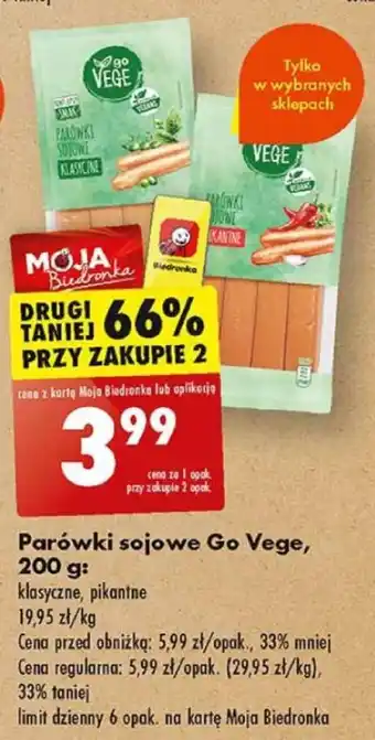 Biedronka Parówki sojowe Go Vege, 200 g oferta