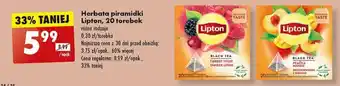 Biedronka Herbata piramidki Lipton, 20 torebek oferta
