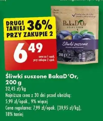 Biedronka Śliwki suszone BakaD'Or, 200 g oferta