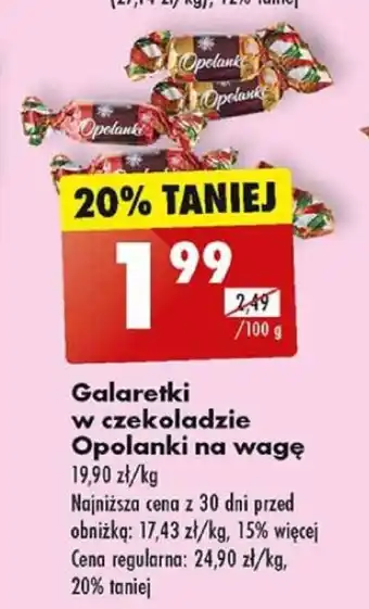Biedronka Galaretki w czekoladzie Opolanki na wagę 100 g oferta