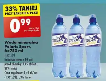 Biedronka Woda mineralna Polaris Sport, 6 x 750 ml oferta