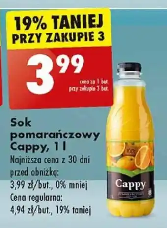 Biedronka Sok pomarańczowy Cappy, 1 l oferta
