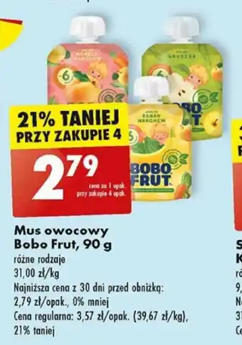 Biedronka Mus owocowy Bobo Frut, 90 g oferta