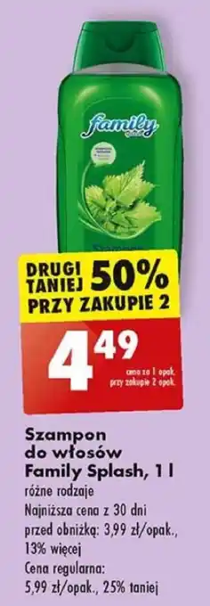 Biedronka Szampon do włosów Family Splash, 1 l oferta