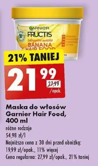 Biedronka Maska do włosów Garnier Hair Food, 400 ml oferta