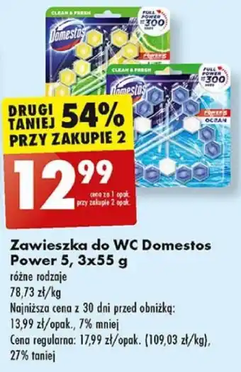 Biedronka Zawieszka do WC Domestos Power 5, 3 x 55 g oferta