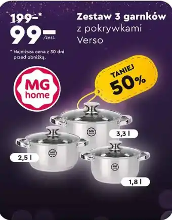 Biedronka Zestaw 3 garnków z pokrywkami Verso oferta